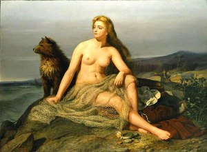 Kråka, daughter of Sigurd (royal name: Aslaug). Painted in 1862 by Mårten Eskil Winge.